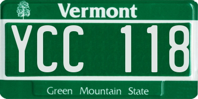 VT license plate YCC118