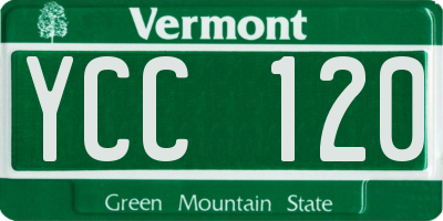 VT license plate YCC120