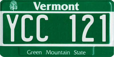 VT license plate YCC121