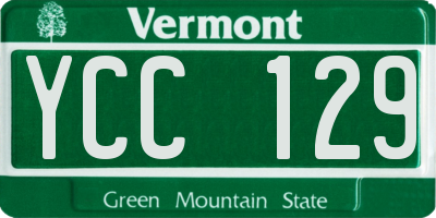VT license plate YCC129