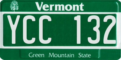 VT license plate YCC132