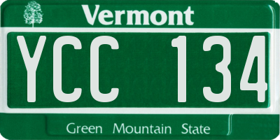 VT license plate YCC134