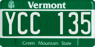 VT license plate YCC135