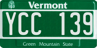VT license plate YCC139
