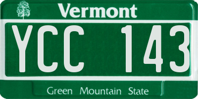 VT license plate YCC143