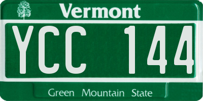 VT license plate YCC144