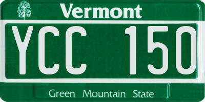 VT license plate YCC150