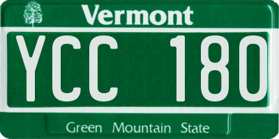 VT license plate YCC180