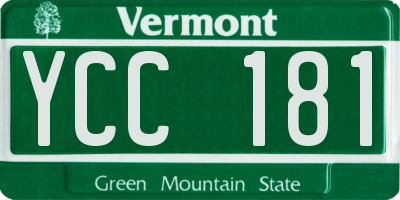 VT license plate YCC181