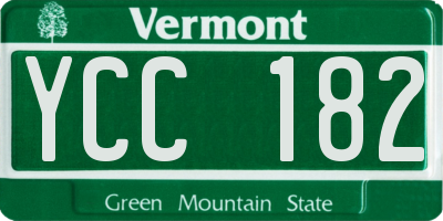 VT license plate YCC182