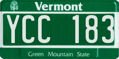 VT license plate YCC183