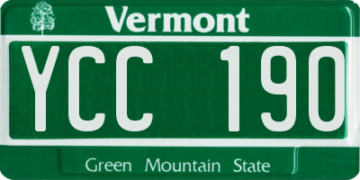 VT license plate YCC190