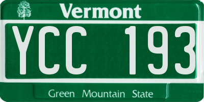 VT license plate YCC193