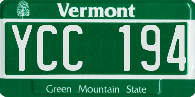 VT license plate YCC194