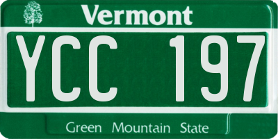 VT license plate YCC197