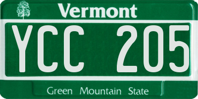 VT license plate YCC205