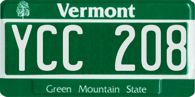 VT license plate YCC208