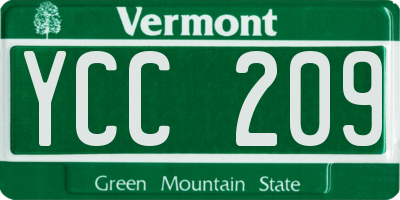 VT license plate YCC209