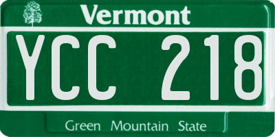 VT license plate YCC218