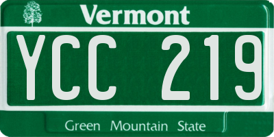 VT license plate YCC219