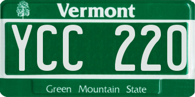 VT license plate YCC220