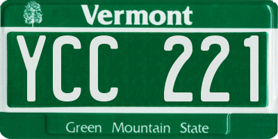VT license plate YCC221