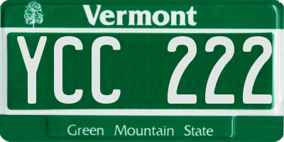 VT license plate YCC222