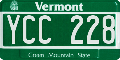 VT license plate YCC228