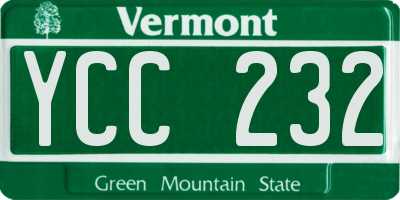 VT license plate YCC232