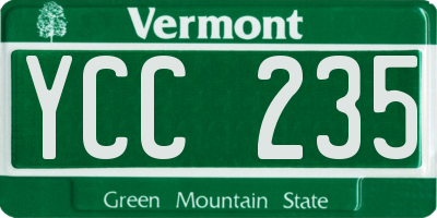 VT license plate YCC235