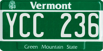 VT license plate YCC236