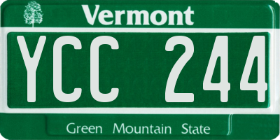 VT license plate YCC244