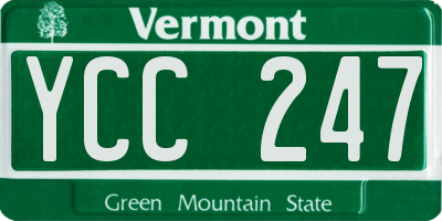 VT license plate YCC247