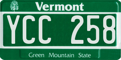 VT license plate YCC258
