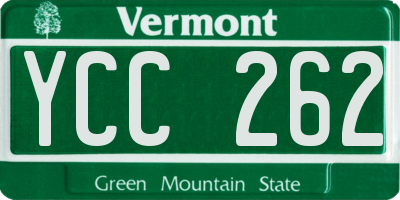 VT license plate YCC262