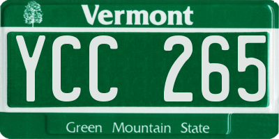 VT license plate YCC265
