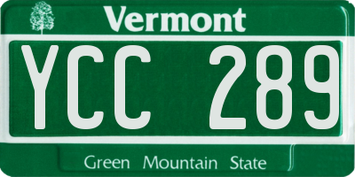 VT license plate YCC289