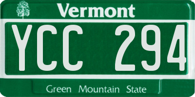 VT license plate YCC294
