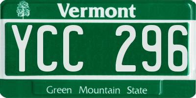 VT license plate YCC296