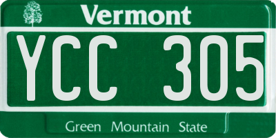 VT license plate YCC305