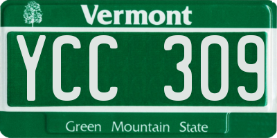 VT license plate YCC309