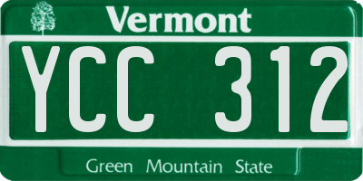 VT license plate YCC312