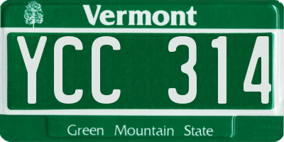 VT license plate YCC314