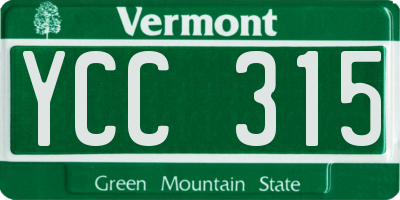 VT license plate YCC315