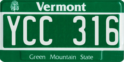 VT license plate YCC316