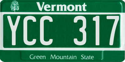 VT license plate YCC317