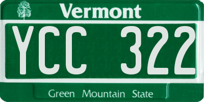 VT license plate YCC322