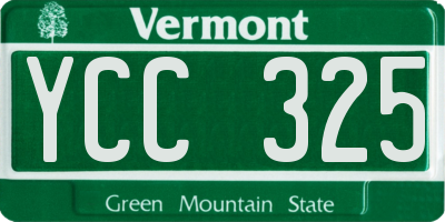 VT license plate YCC325