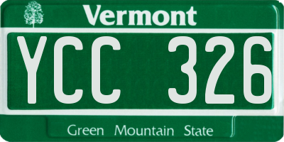 VT license plate YCC326