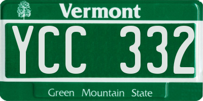VT license plate YCC332
